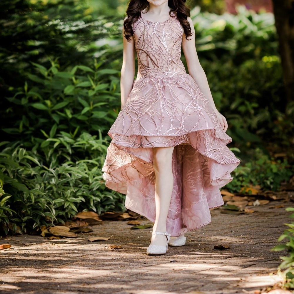 Isabella Couture Girls Hi-lo gown, size 8